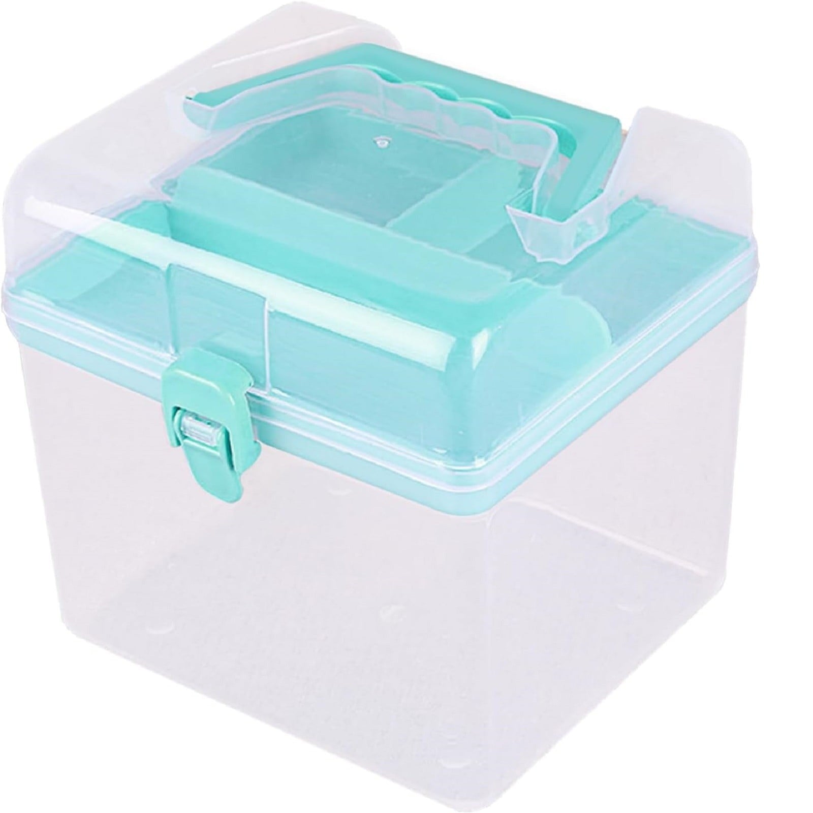 Transparent Storage Box, Clear Storage Latch Box Plastic Container Plastic Carrying Case with Handle and V1189-LWWAL-20260401-06872