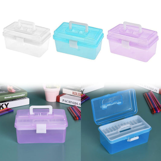 Transparent Storage Box, Clear Storage Latch Box Plastic Container Plastic Carrying Case with Handle and V1189-LWWAL-20260401-06874