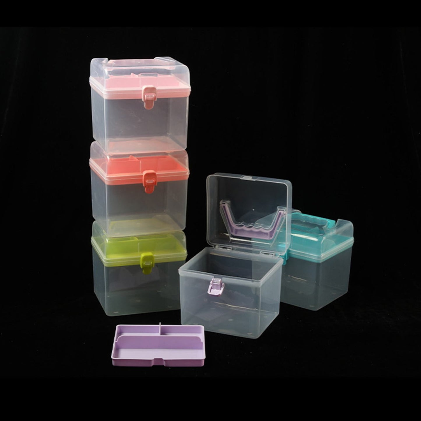 Transparent Storage Box, Clear Storage Latch Box Plastic Container Plastic Carrying Case with Handle and V1189-LWWAL-20260401-06875