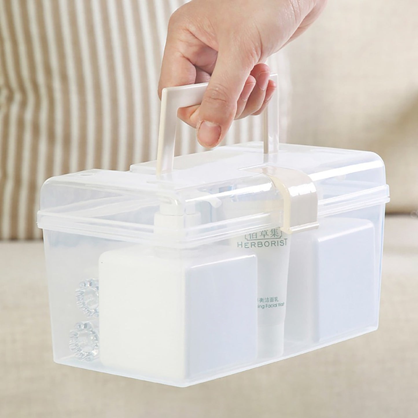 Plastic Storage Bins With Lid and Handle, Plastic Latch Storage Box, Stackable Storage Container, Small V1189-LWWAL-20260401-06958