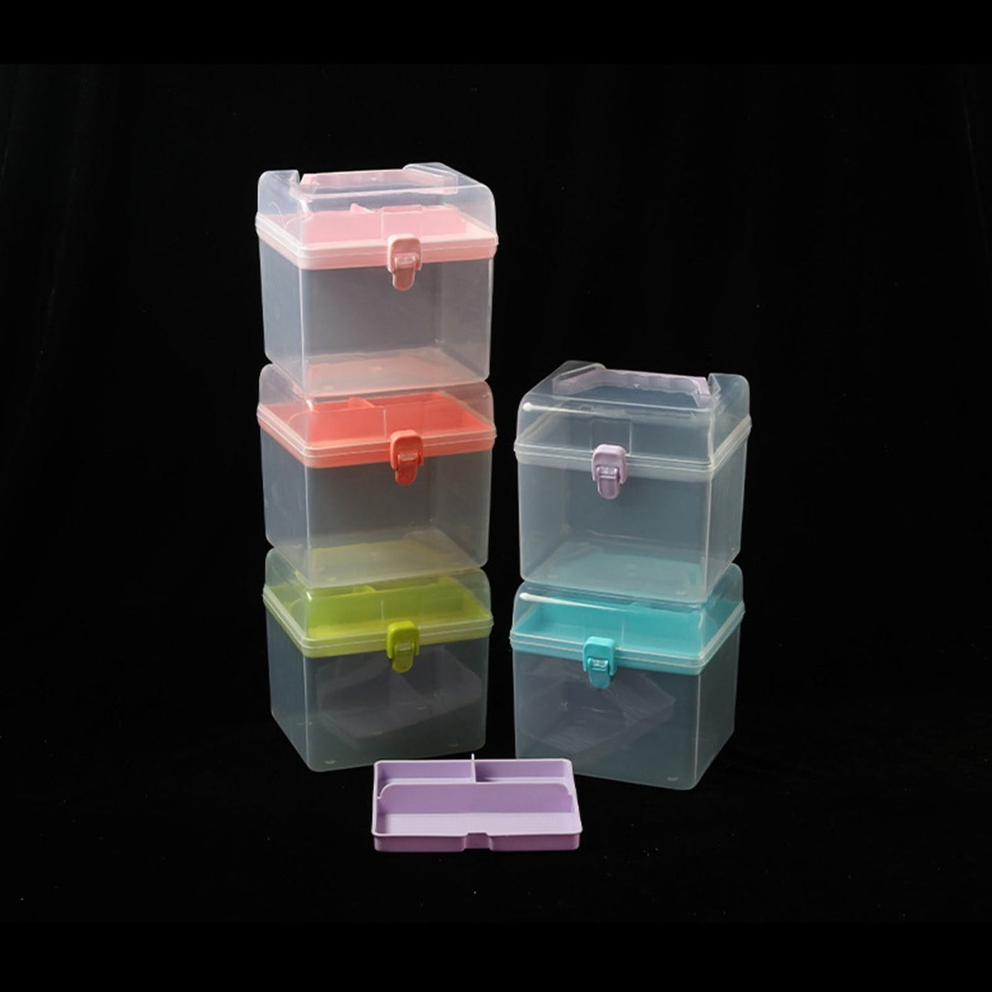 Plastic Storage Bins With Lid and Handle, Plastic Latch Storage Box, Stackable Storage Container, Small V1189-LWWAL-20260401-06959