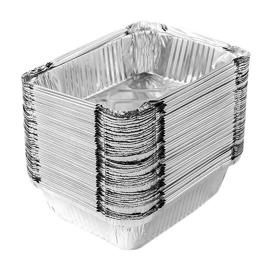 50 Pcs Disposable Aluminum Baking Pans,Rectangular Foil Trays for Grilling and Baking,Oven-Safe and V1189-LWWAL-20260401-07012