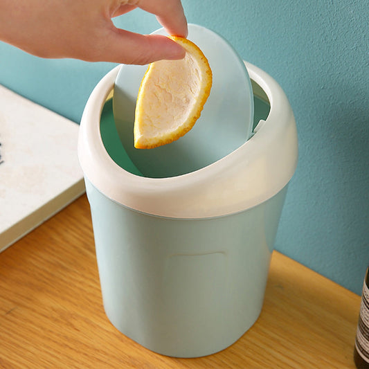 Mini Desk Trash Can with Swing Lid,Tiny Countertop Garbage Bin Portable Waste Basket for Desktop Home V1189-LWWAL-20260401-07021