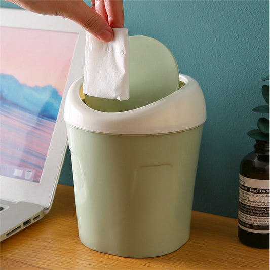 Mini Desk Trash Can with Swing Lid,Tiny Countertop Garbage Bin Portable Waste Basket for Desktop Home V1189-LWWAL-20260401-07022
