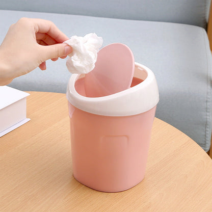 Mini Desk Trash Can with Swing Lid,Tiny Countertop Garbage Bin Portable Waste Basket for Desktop Home V1189-LWWAL-20260401-07023