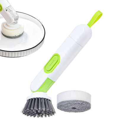 Handheld Press Liquid Dispensing Cleaning Brush with 2 Replaceable Heads, Multi-Purpose Kitchen Dish Brush V1189-LWWAL-20260401-07069