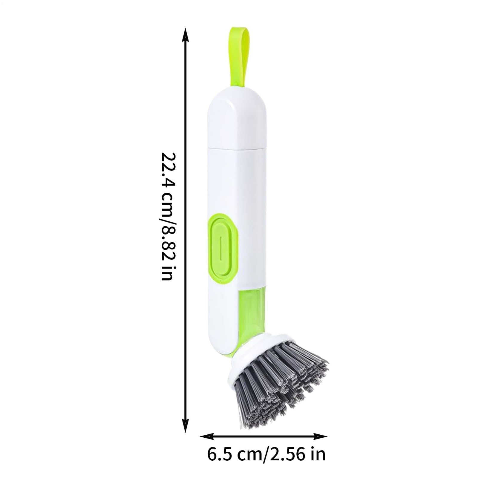 Handheld Press Liquid Dispensing Cleaning Brush with 2 Replaceable Heads, Multi-Purpose Kitchen Dish Brush V1189-LWWAL-20260401-07069