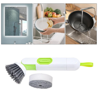 Handheld Press Liquid Dispensing Cleaning Brush with 2 Replaceable Heads, Multi-Purpose Kitchen Dish Brush V1189-LWWAL-20260401-07069