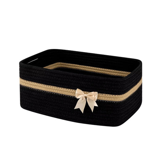 Large Woven Storage Basket, Holiday Gift Storage Basket with Handles for Living Room Shelves, Bow Basket for V1189-LWWAL-20260401-07078