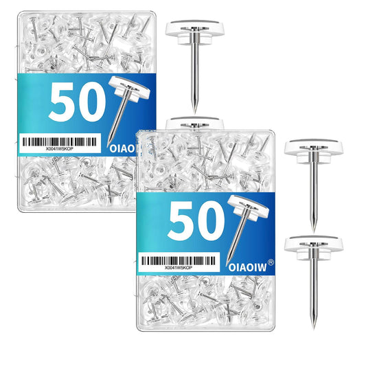 100 Pcs Push Pins Tacks, Thumb Tacks for Wall, Clear Plastic Head, Steel Point, Decorative Push Pins, V1189-LWWAL-20260401-07092