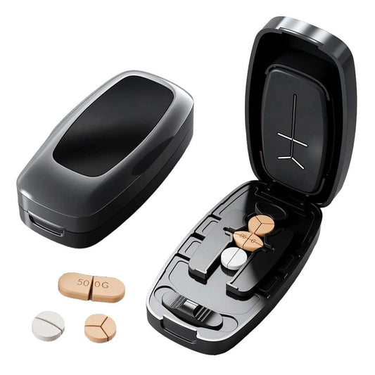 Dual Fixing Clips, Multi-Pill Cutting, Adjustable Slot Pill Cutter - Fits Small/Large Pills, Vitamins, V1189-LWWAL-20260401-07105