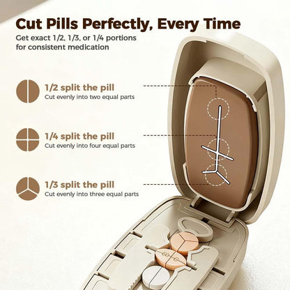 Dual Fixing Clips, Multi-Pill Cutting, Adjustable Slot Pill Cutter - Fits Small/Large Pills, Vitamins, V1189-LWWAL-20260401-07105