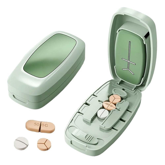 Dual Fixing Clips, Multi-Pill Cutting, Adjustable Slot Pill Cutter - Fits Small/Large Pills, Vitamins, V1189-LWWAL-20260401-07106
