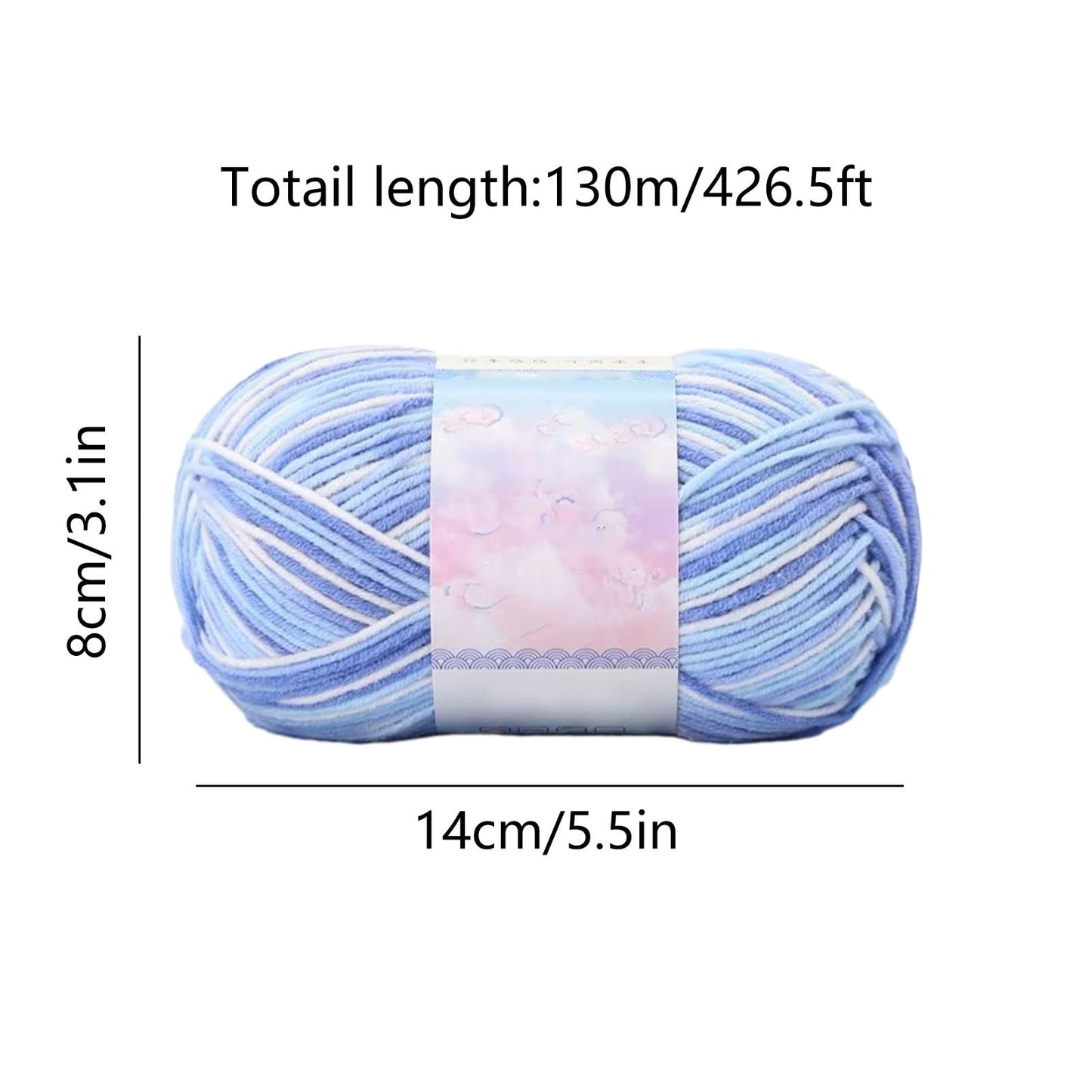 Milk Cotton Tie-Dye Yarn for Knitting and Crochet,130m Multicolor Gradient Wool,Soft and Durable for Blankets V1189-LWWAL-20260401-07137