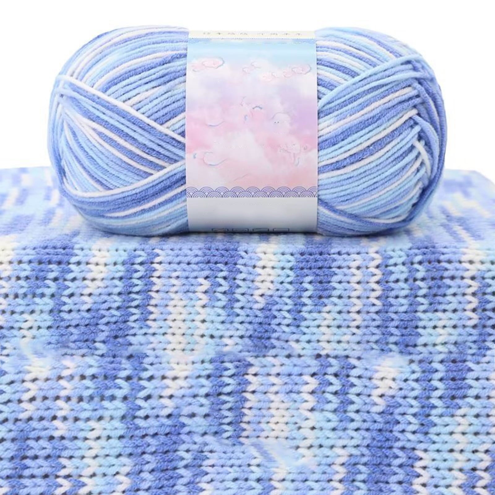 Milk Cotton Tie-Dye Yarn for Knitting and Crochet,130m Multicolor Gradient Wool,Soft and Durable for Blankets V1189-LWWAL-20260401-07137