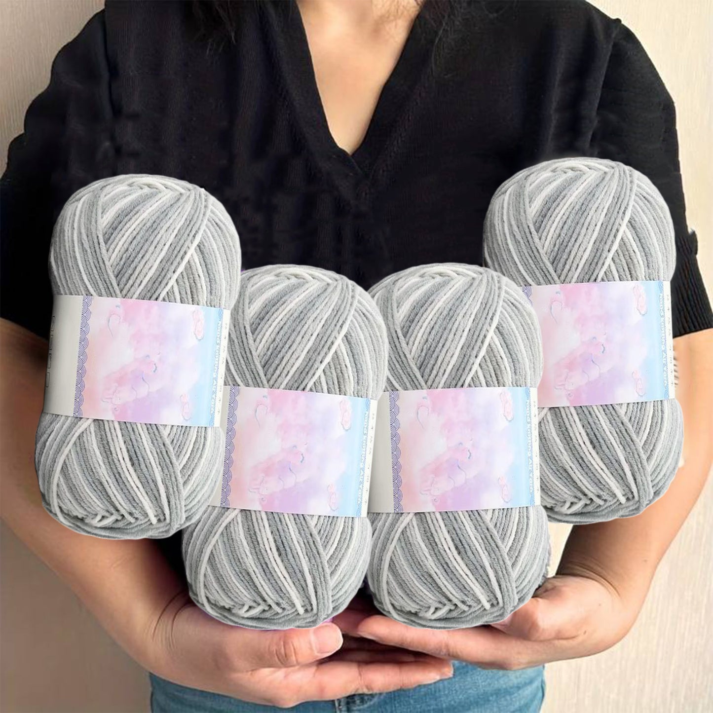 Milk Cotton Tie-Dye Yarn for Knitting and Crochet,130m Multicolor Gradient Wool,Soft and Durable for Blankets V1189-LWWAL-20260401-07138