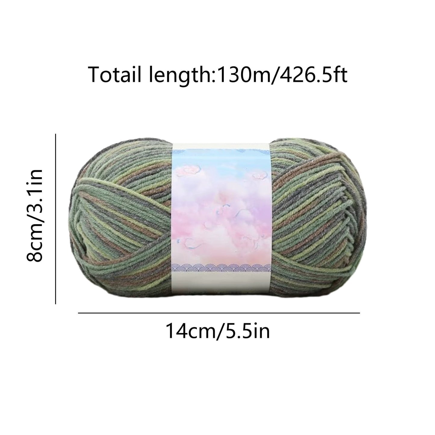 Milk Cotton Tie-Dye Yarn for Knitting and Crochet,130m Multicolor Gradient Wool,Soft and Durable for Blankets V1189-LWWAL-20260401-07139