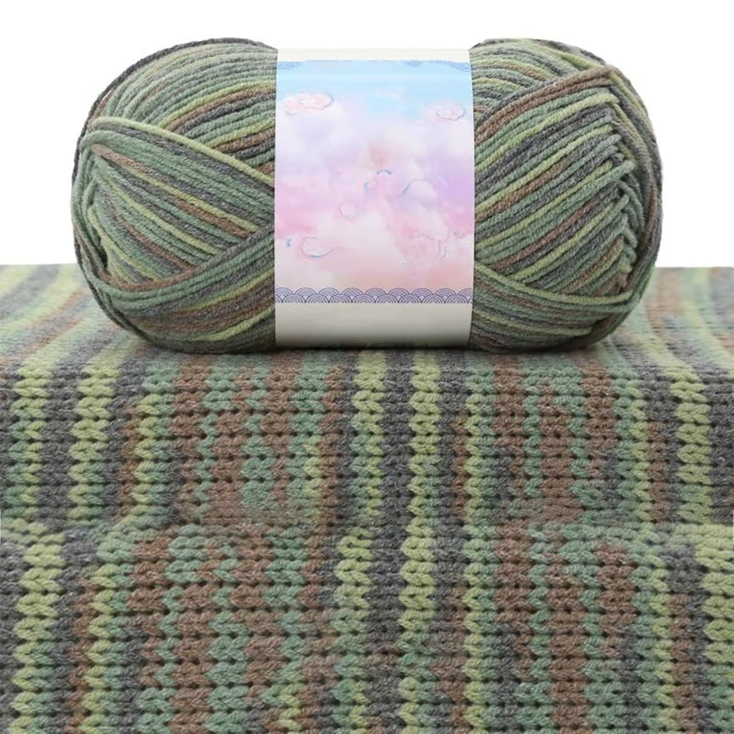Milk Cotton Tie-Dye Yarn for Knitting and Crochet,130m Multicolor Gradient Wool,Soft and Durable for Blankets V1189-LWWAL-20260401-07139