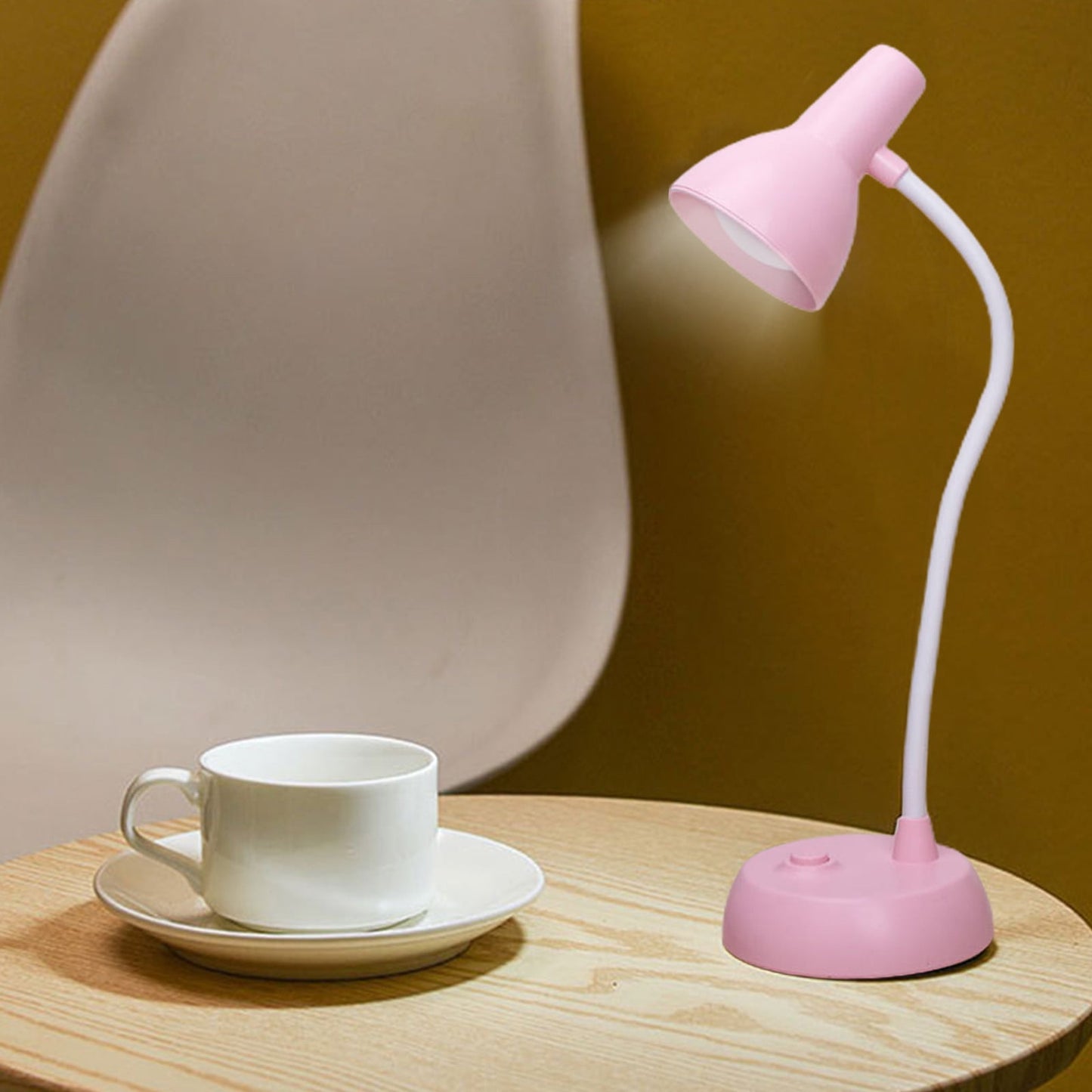 LED Eye Protection Table Lamp for Estudiar,Bendable Gooseneck and Adjustable Brightness,Battery-Powered and V1189-LWWAL-20260401-07152