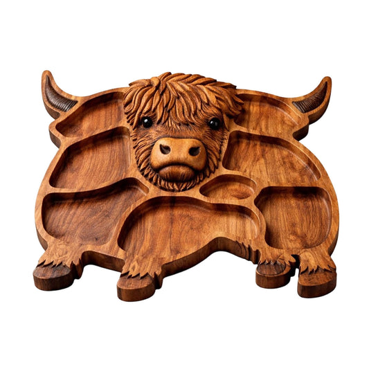 Highlands Cow Wooden Charcuterie Board,Unique Serving Tray for Cheese and Snacks,Decorative Farmhouse V1189-LWWAL-20260401-07157