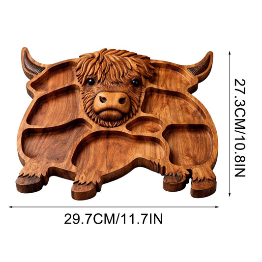 Highlands Cow Wooden Charcuterie Board,Unique Serving Tray for Cheese and Snacks,Decorative Farmhouse V1189-LWWAL-20260401-07157