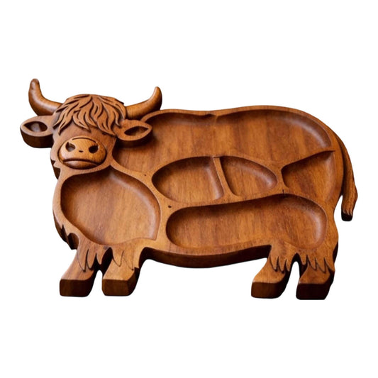Highlands Cow Wooden Charcuterie Board,Unique Serving Tray for Cheese and Snacks,Decorative Farmhouse V1189-LWWAL-20260401-07158