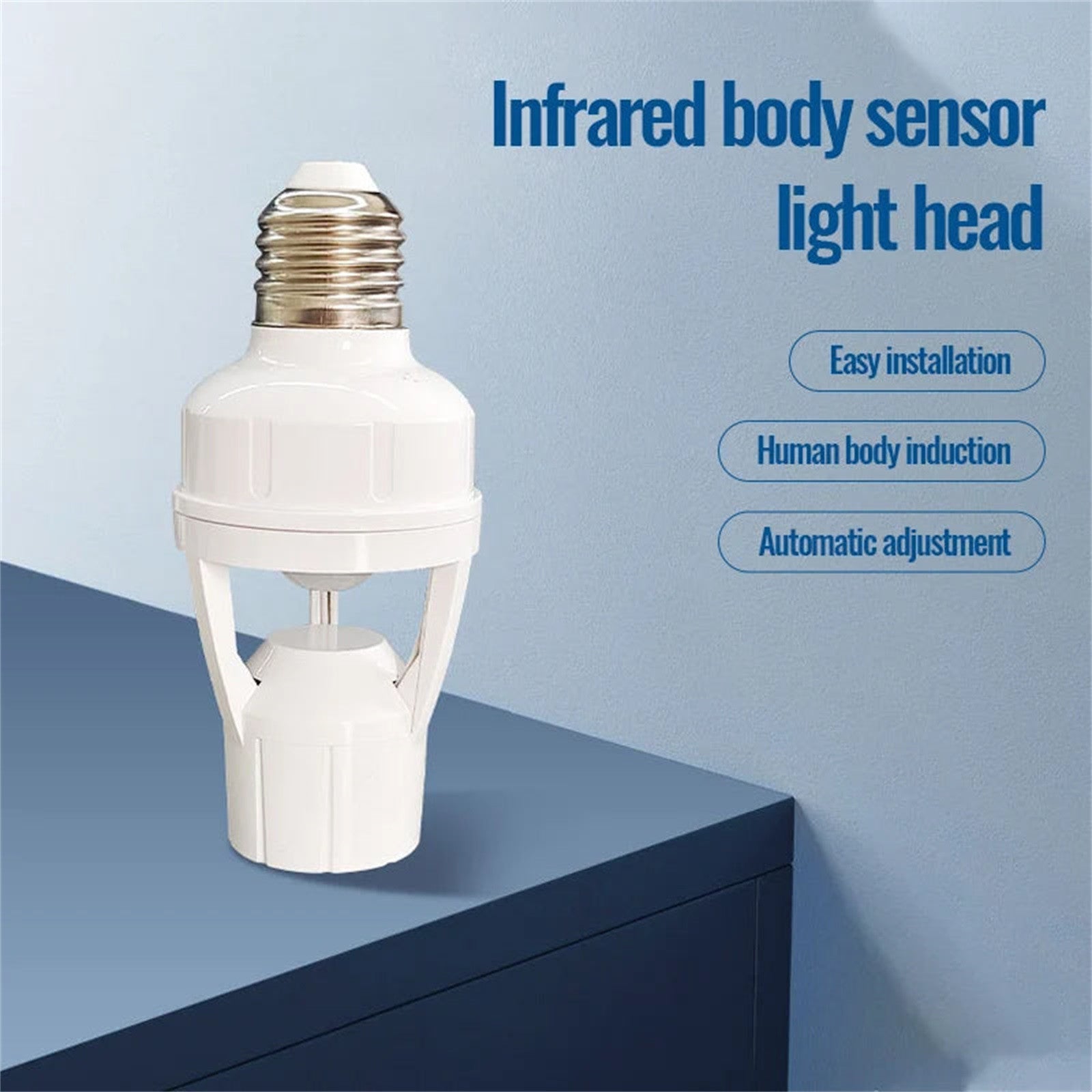 E27 Screw Motion Sensor Light Socket with Infrared Detection,Automatic On/Off for Stairs and Hallways,Easy V1189-LWWAL-20260401-07162