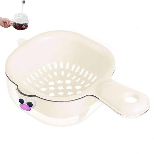 Small Fruit Colander, Fruit Rinser Strainer Container Dual-Layer Vegetable Cutting And Draining Basket, V1189-LWWAL-20260401-07188