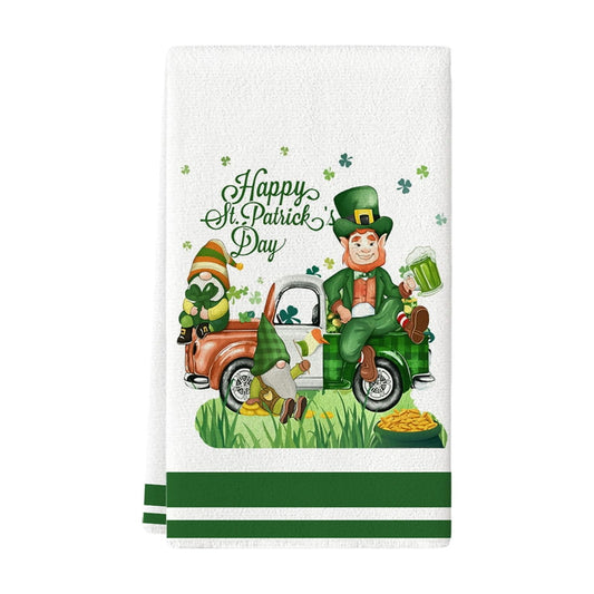 Shamrock Green Dish Towel,Set of 1 St.Patrick's Day Kitchen Towel,Bathroom Decorative Cloth for Irish V1189-LWWAL-20260401-07196