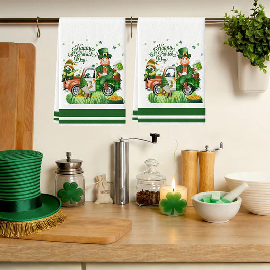 Shamrock Green Dish Towel,Set of 1 St.Patrick's Day Kitchen Towel,Bathroom Decorative Cloth for Irish V1189-LWWAL-20260401-07196