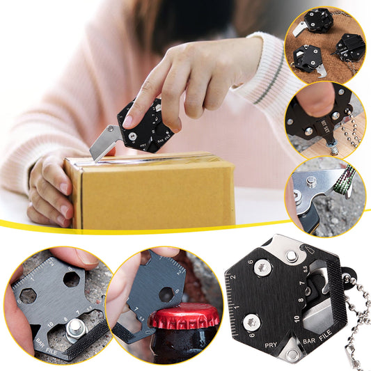 CCMAOLU Hexagonal Multitool Keychain,Portable Pocket Tool with Folding Cutter,Screwdriver Set,Bottle Opener V1189-LWWAL-20260401-07202