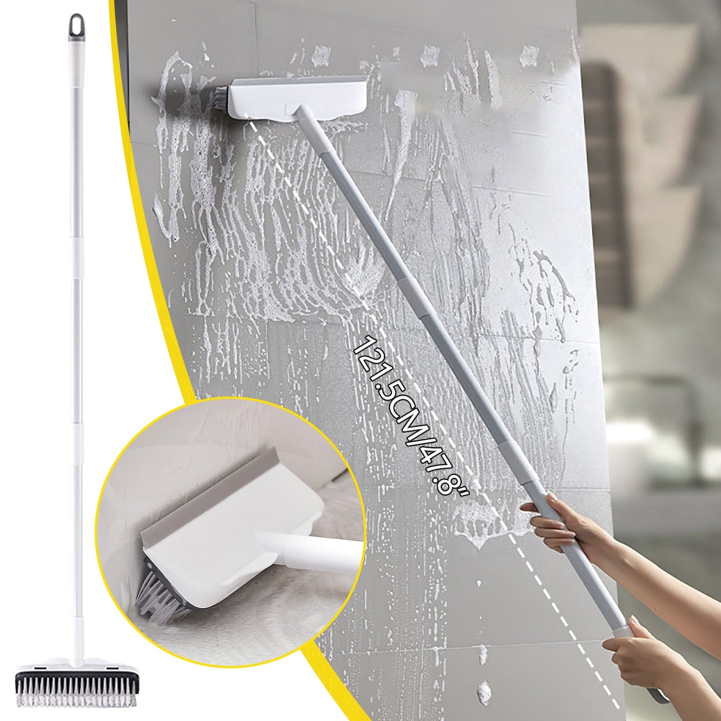 CCMAOLU Floor Scrub Brush with Long Handle,2 in 1 Stiff Bristle Brush & Squeegee Broom for V1189-LWWAL-20260401-07209