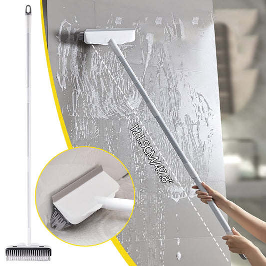 CCMAOLU Floor Scrub Brush with Long Handle,2 in 1 Stiff Bristle Brush & Squeegee Broom for V1189-LWWAL-20260401-07209