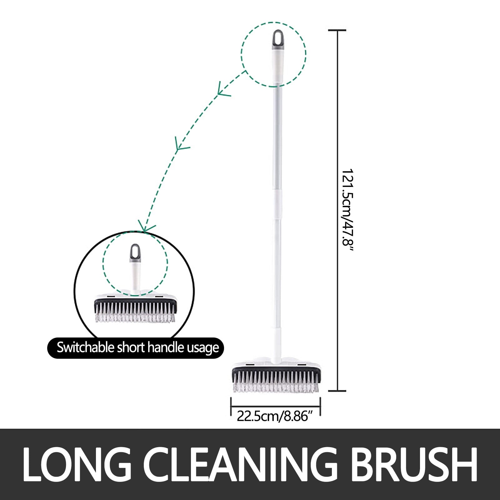 CCMAOLU Floor Scrub Brush with Long Handle,2 in 1 Stiff Bristle Brush & Squeegee Broom for V1189-LWWAL-20260401-07209