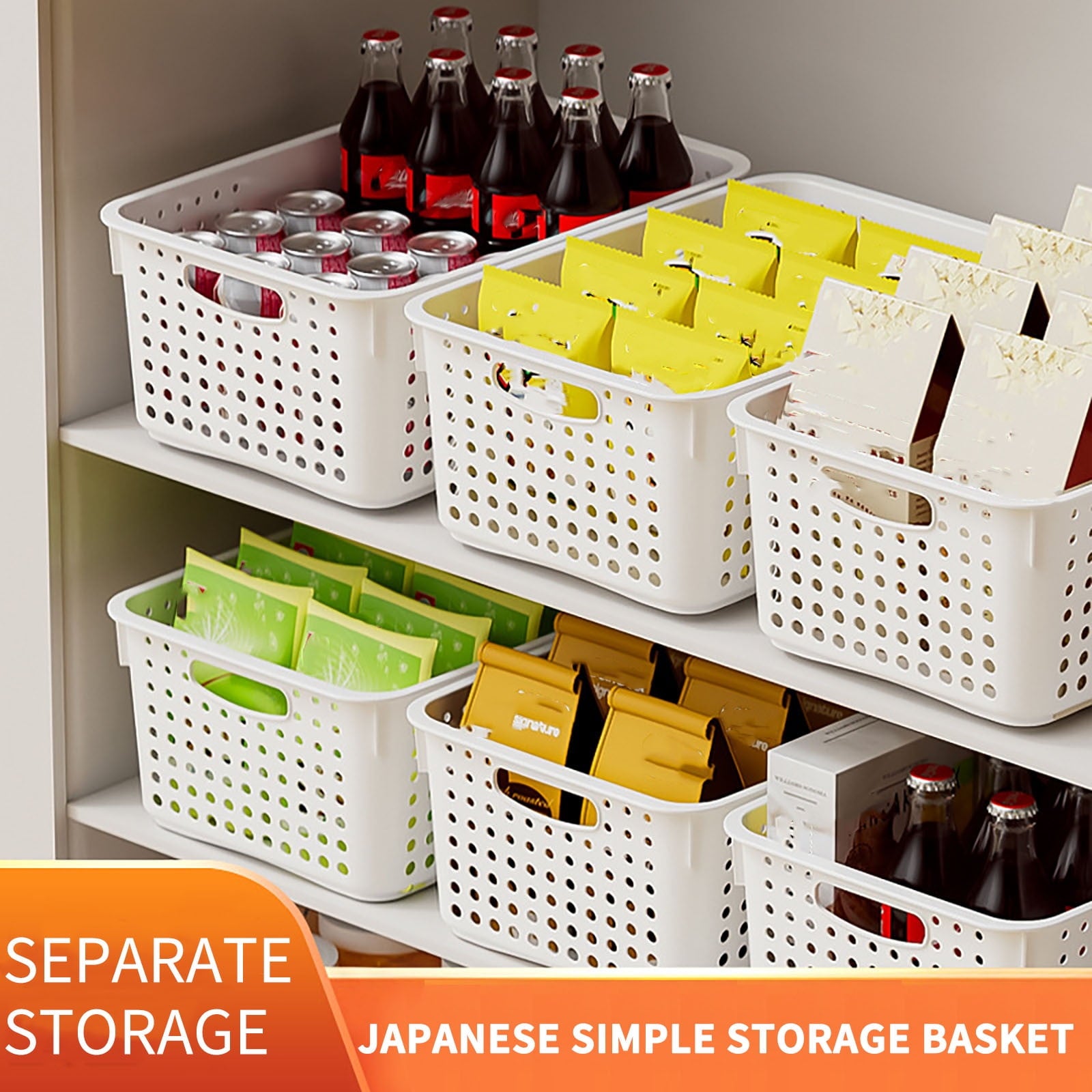 Large Plastic Storage Basket for Home Organization, Tabletop Snack Bin or Vegetable Container, Handled Open V1189-LWWAL-20260401-07230