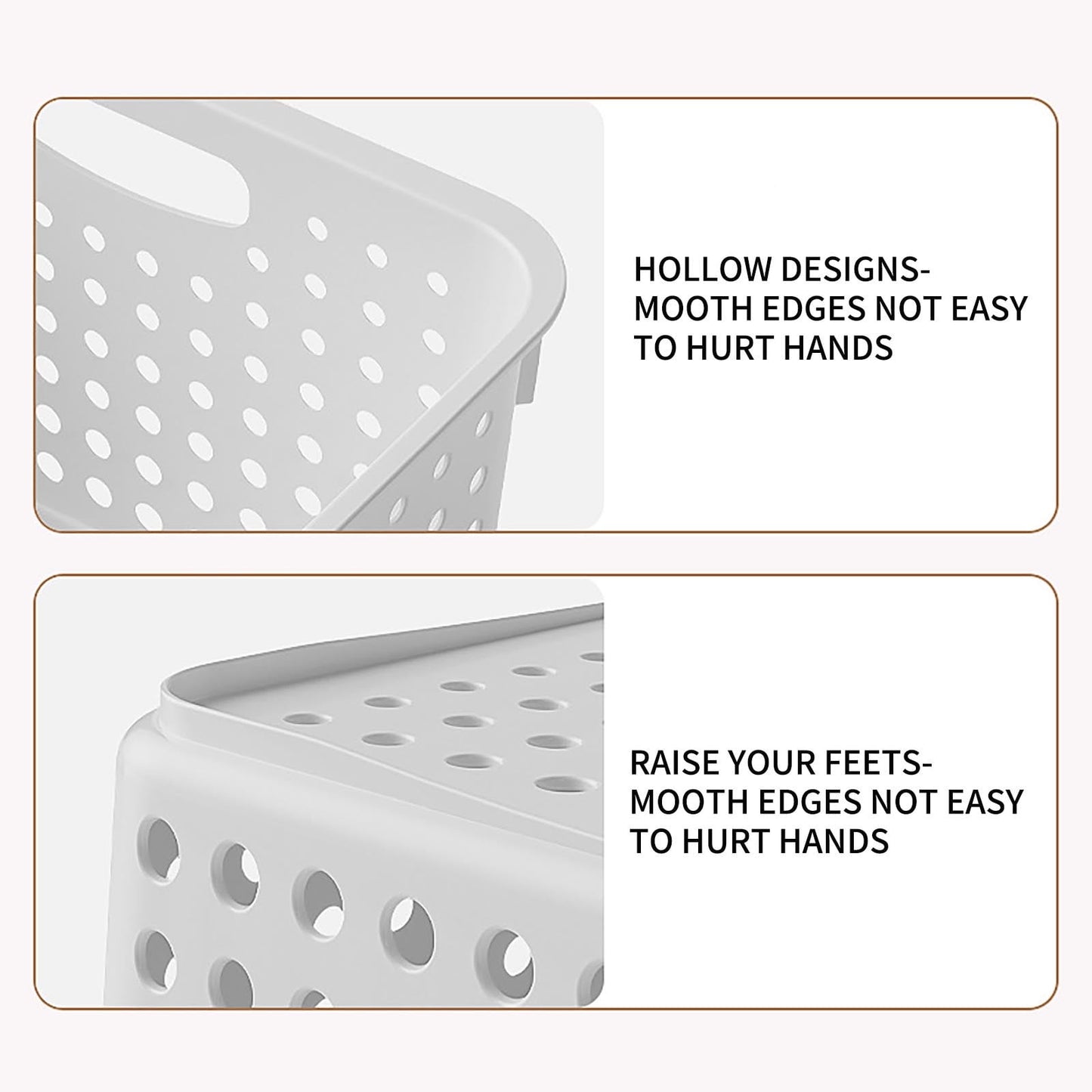 Large Plastic Storage Basket for Home Organization, Tabletop Snack Bin or Vegetable Container, Handled Open V1189-LWWAL-20260401-07230