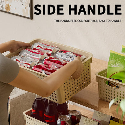 Large Plastic Storage Basket for Home Organization, Tabletop Snack Bin or Vegetable Container, Handled Open V1189-LWWAL-20260401-07231