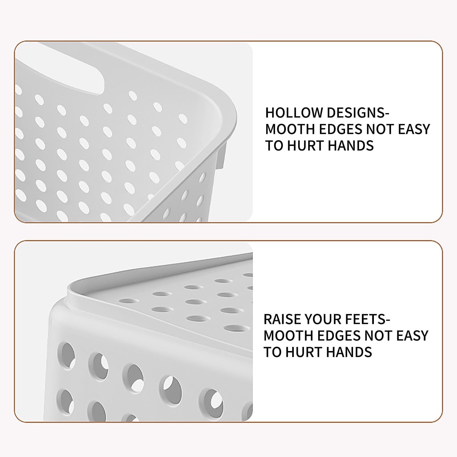 Large Plastic Storage Basket for Home Organization, Tabletop Snack Bin or Vegetable Container, Handled Open V1189-LWWAL-20260401-07231