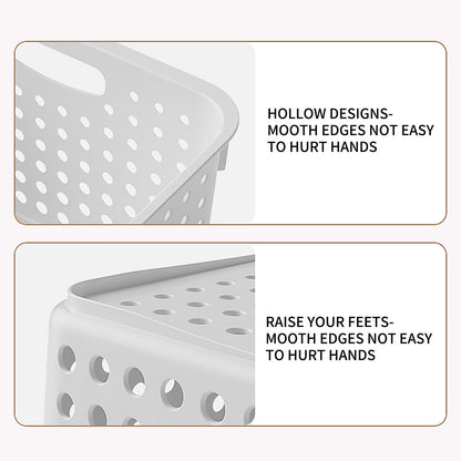 Large Plastic Storage Basket for Home Organization, Tabletop Snack Bin or Vegetable Container, Handled Open V1189-LWWAL-20260401-07231