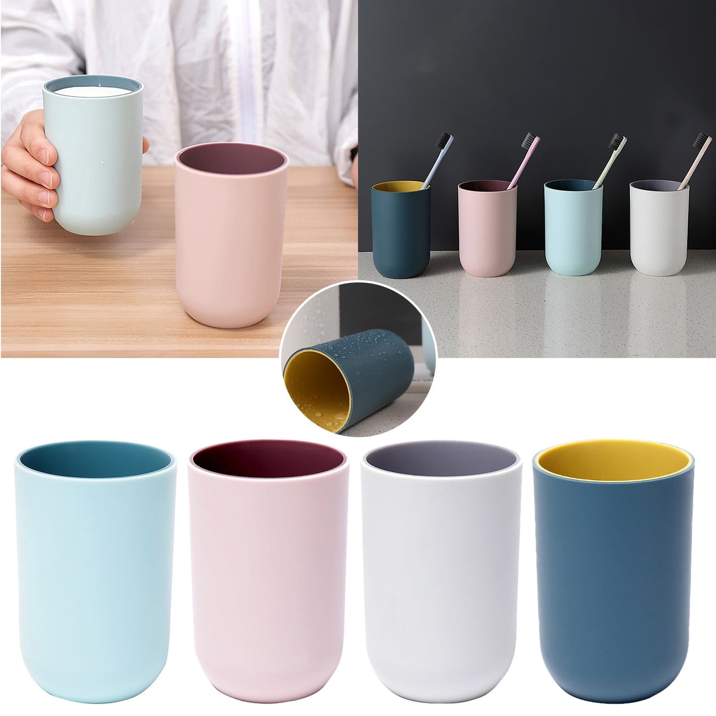 1Pack Bathroom Toothbrush Cup,ReusableToothbrush Holders,Multi-purpose Drinking Cups,Plastic Mouthwash Cup, V1189-LWWAL-20260401-07232