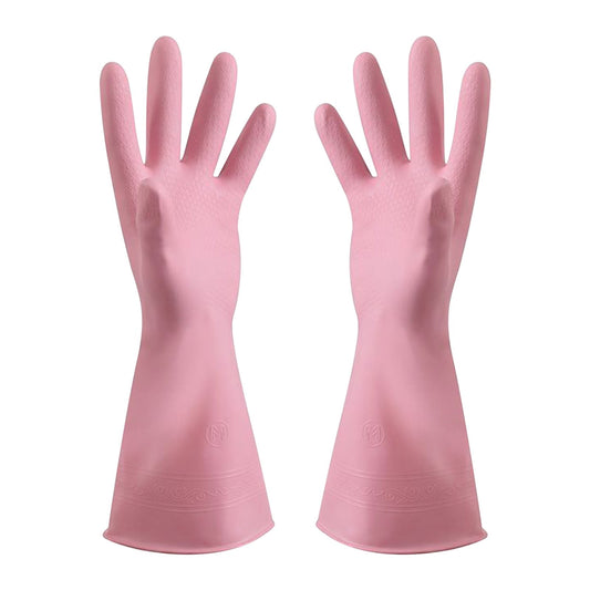 Reusable Household Dishwashing Cleaning Gloves, Food-Grade Natural Rubber with Non-Slip Textured Grip, Long V1189-LWWAL-20260401-07242