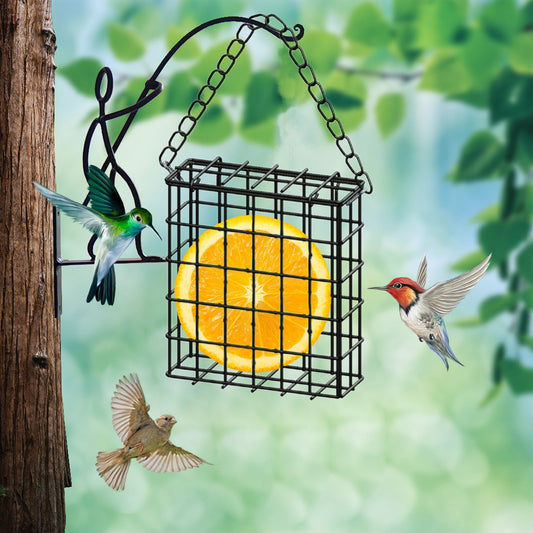 Square Suet Bird Feeder Cage, Heavy-Duty Iron with Protective Coating, Holds One Cake for Nuthatches and V1189-LWWAL-20260401-07288