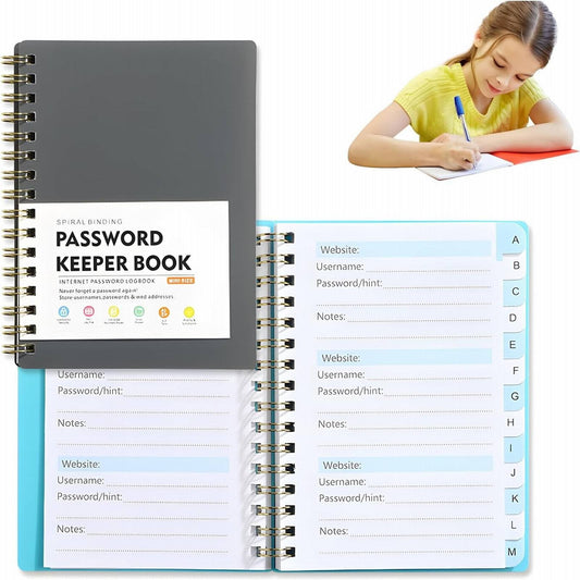 Spiral Password Book with Alphabetical Tabs,Plastic Password Book,Password Book Password Book with Personal V1189-LWWAL-20260401-07295