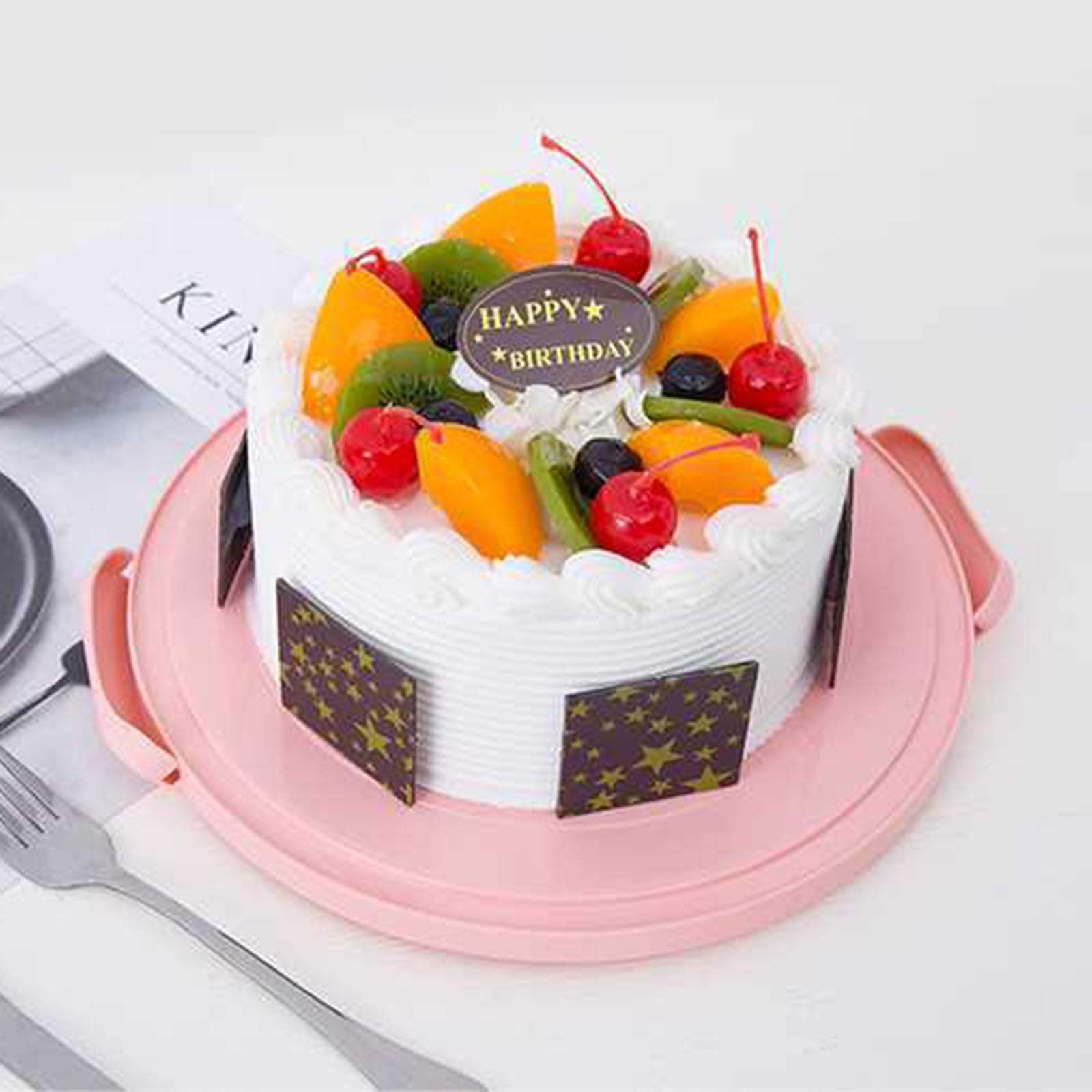 Clearance! Round Cake Carrier Cake Container With Lid And Handles, Large Cupcake Carrier Cake Keeper Sturdy V1189-LWWAL-20260401-07326