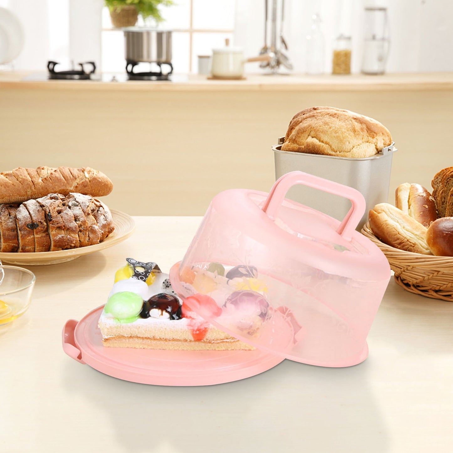 Clearance! Round Cake Carrier Cake Container With Lid And Handles, Large Cupcake Carrier Cake Keeper Sturdy V1189-LWWAL-20260401-07326