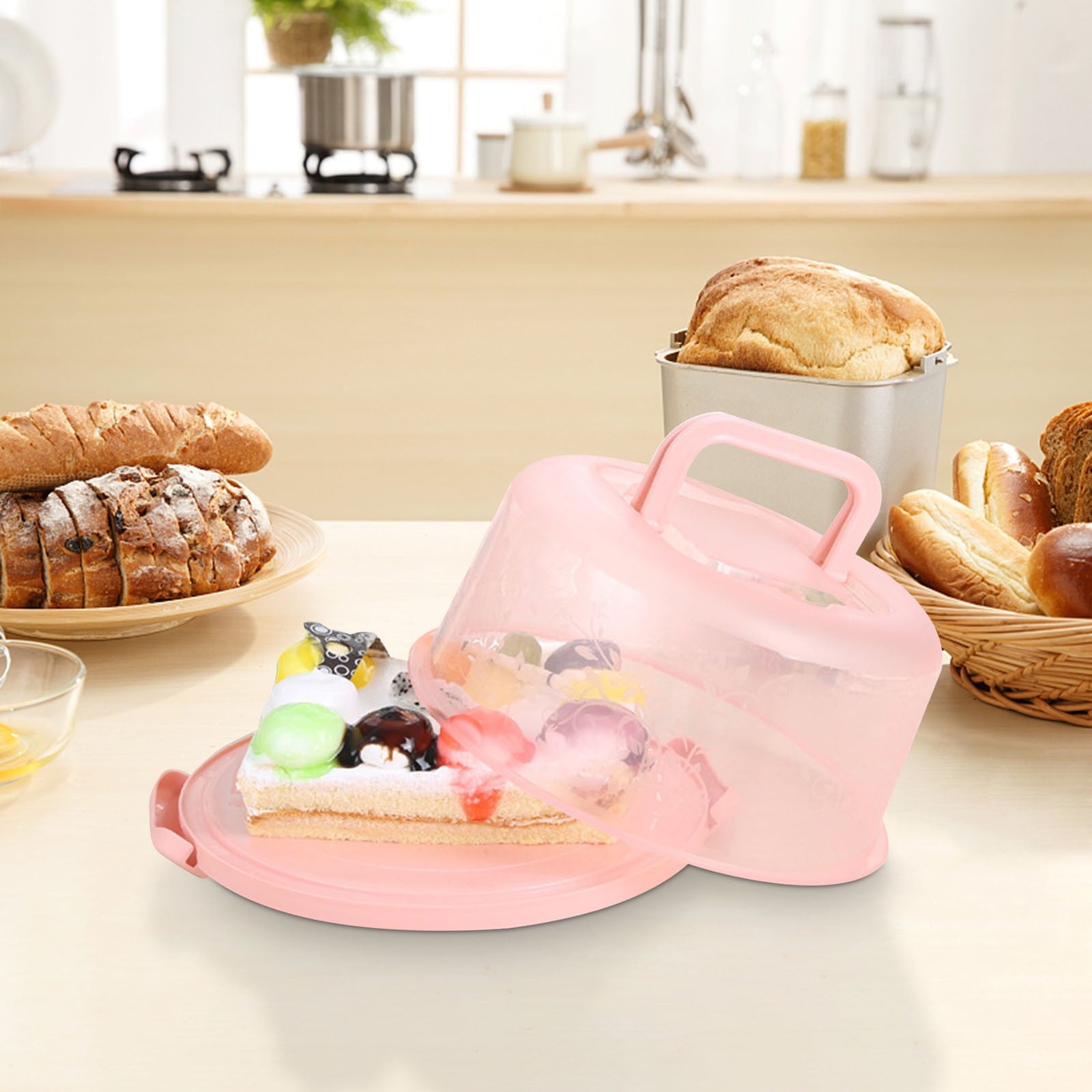 Clearance! Round Cake Carrier Cake Container With Lid And Handles, Large Cupcake Carrier Cake Keeper Sturdy V1189-LWWAL-20260401-07326
