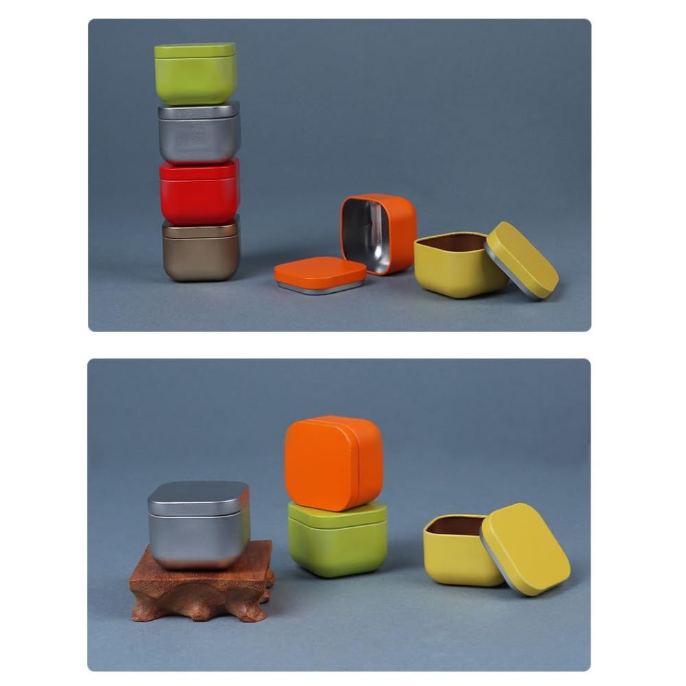 Tea box - Square tin container, tea caddy, metal candy box V1189-WXF-260203-00111