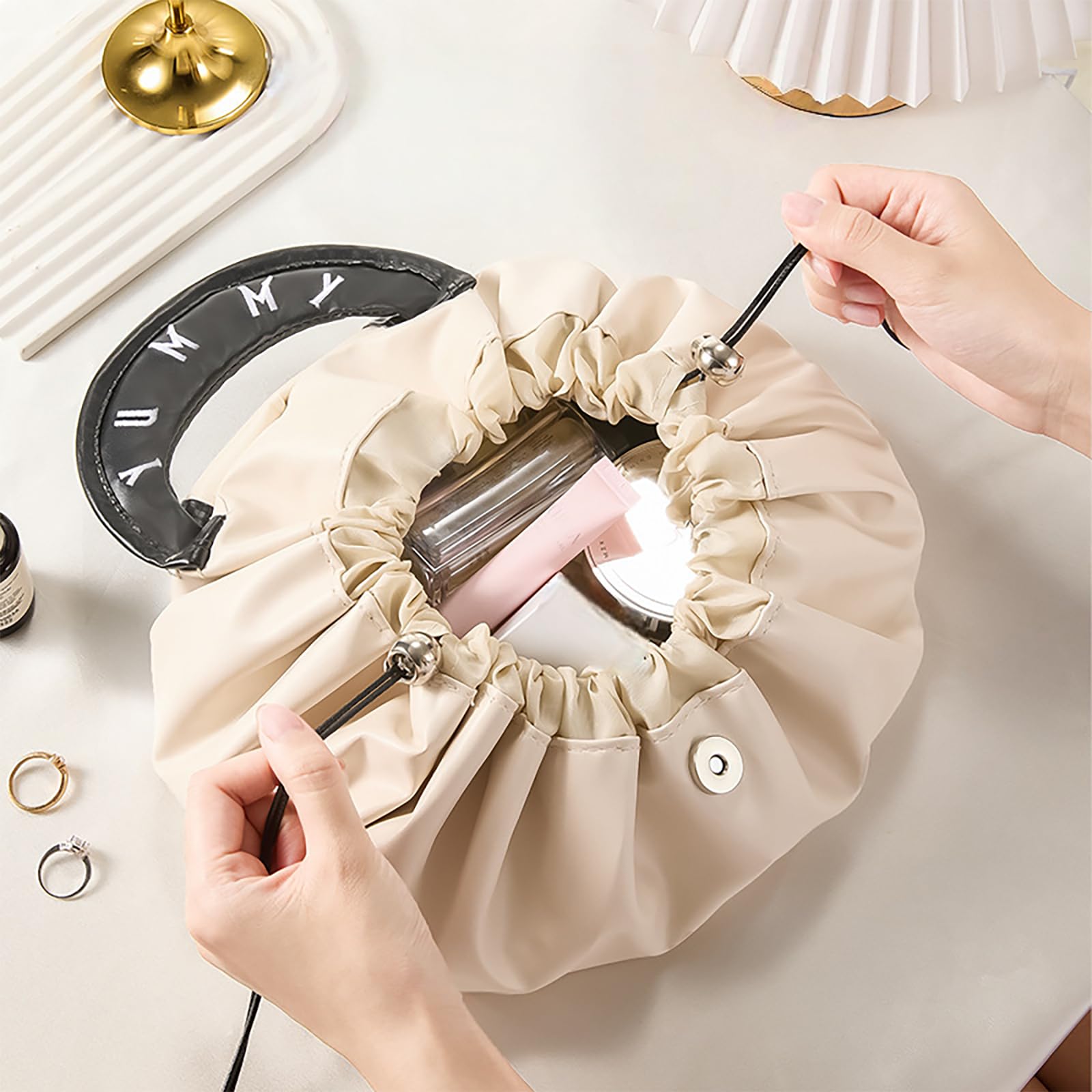Make up bag-Portable Cosmetic Bag-Large Capacity Organizer-With Drawstring & Handle-Waterproof Toiletry V1189-WXF-260203-00149