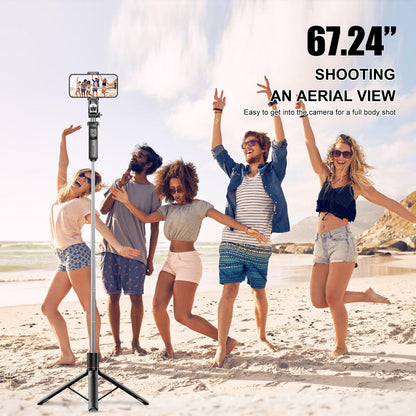 Selfie Stick - Tripod - Phone Tripod - Bluetooth - With Remote Control - Extendable - Wireless - 3 in 1 - V1189-WXF-260203-00165
