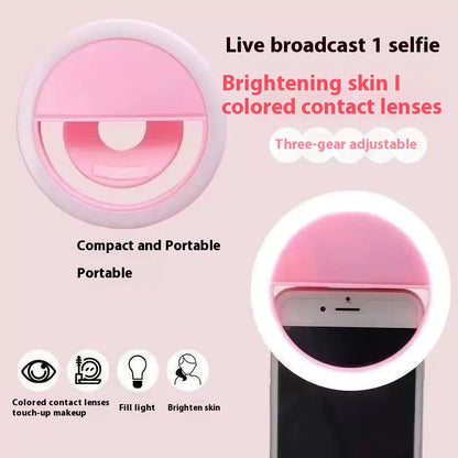 LED Ring Light 85mm - Universal & Adjustable - Selfie Ring Light for Phone - Selfie Ring Light for Streaming V1189-WXF-260203-00171